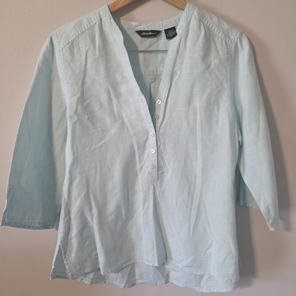 Eddie Bauer Sky Blue V-Neck Top